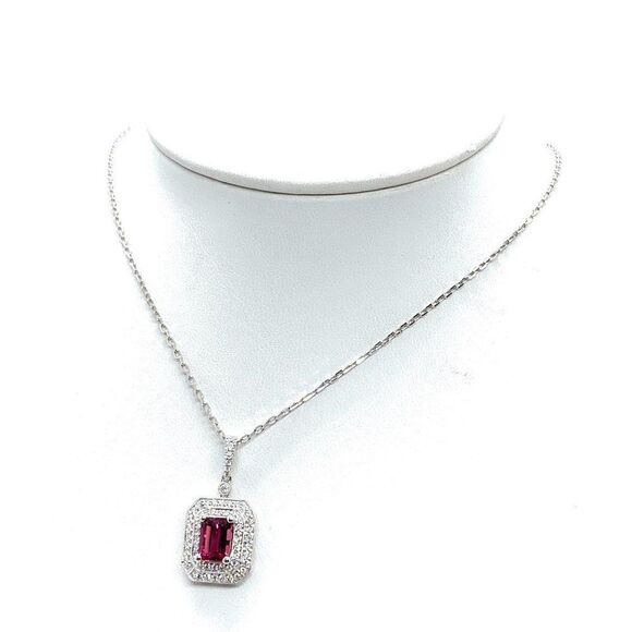 Diamond Rubellite Tourmaline Necklace 18" 18k G 1.80 TCW Certified $4,950 921140 - Picture 8 of 16
